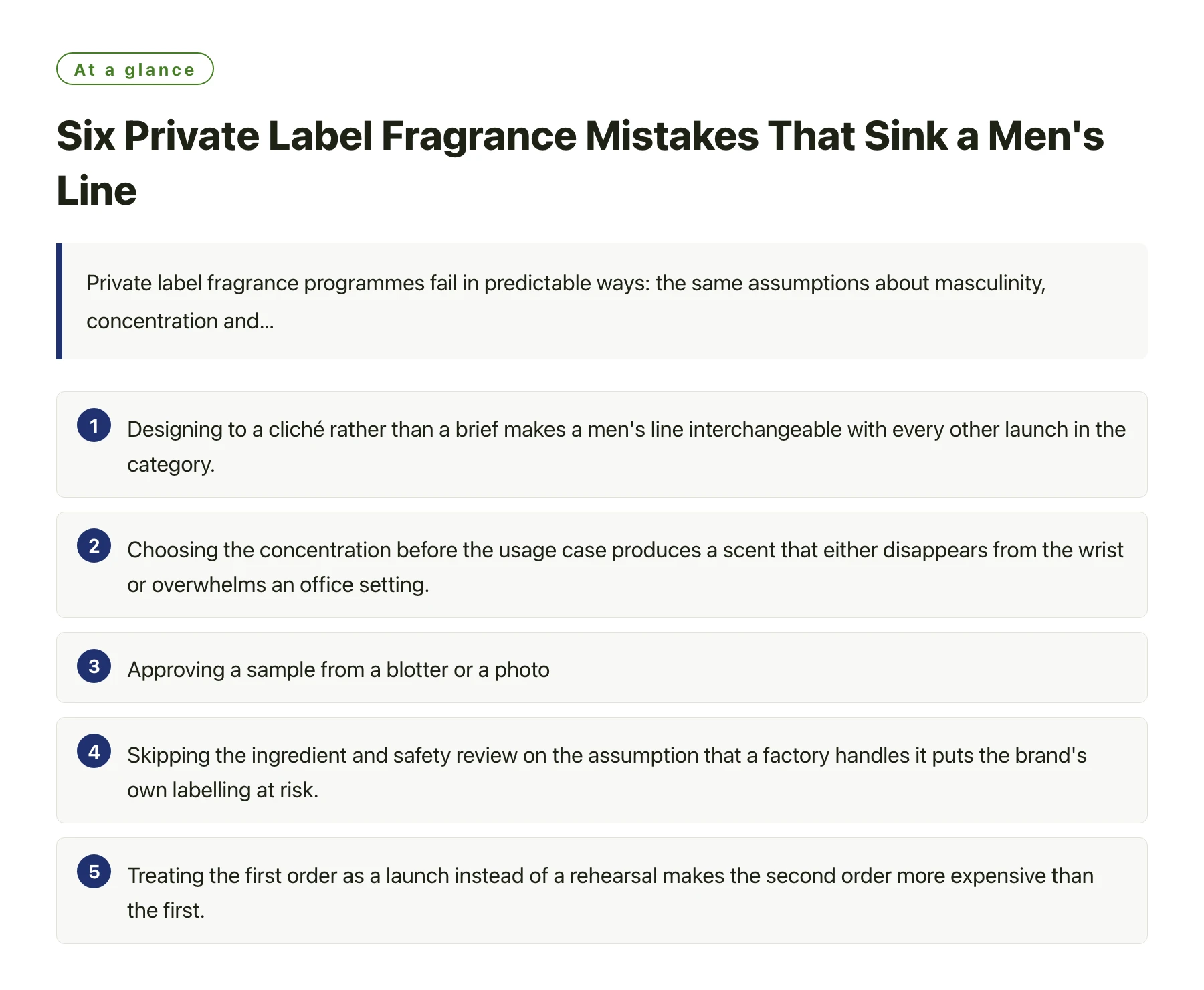 Six Private Label Fragrance Mistakes That Sink a Men's Line——全文要点速览